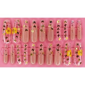 Butterfly Effect Nude Long Coffin Gloss Press On Nails Long